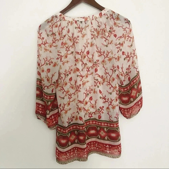 🍁 Old Navy | Floral Boho Sheer 3/4 Length Top - Picture 5 of 7